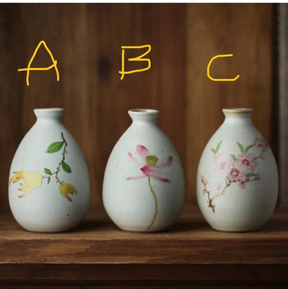 Hand Painted Vintage Floral Mini Vase